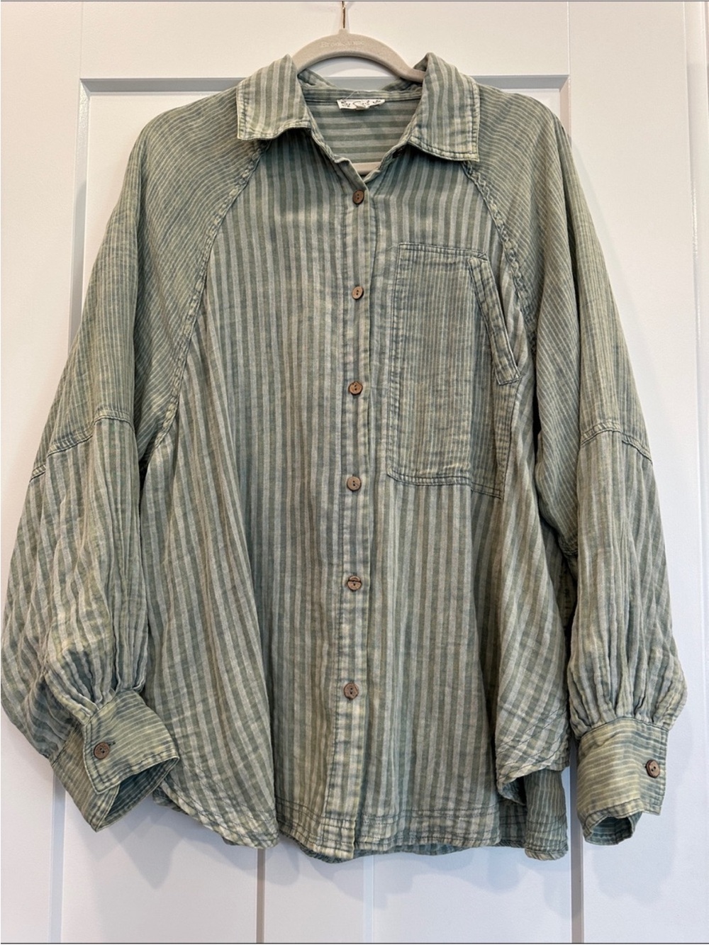Easel Relaxed Cotton Gauze Oversized Button-Down Shirt, Size Medium
